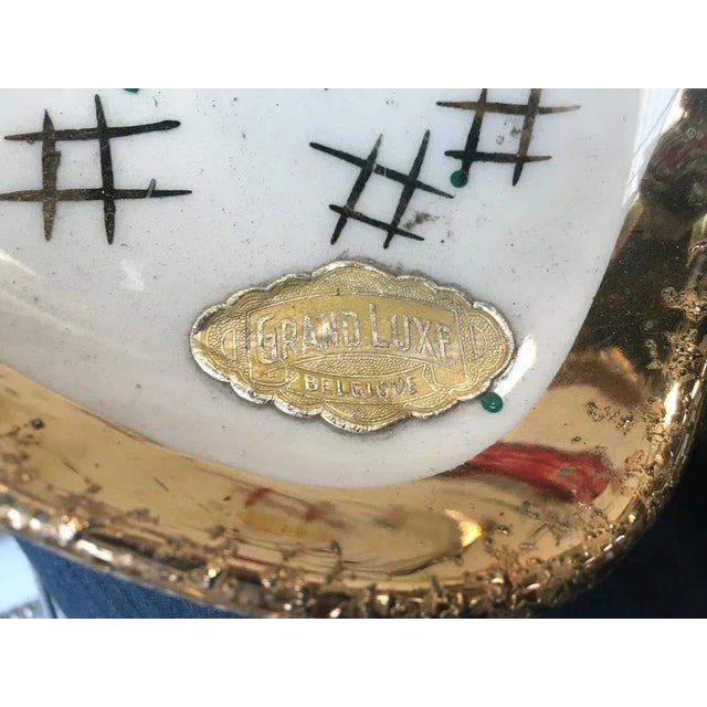 Gold-Plated Ceramic Container from Grand Lux, Belgium, 1950s For Sale - Image 9 of 12