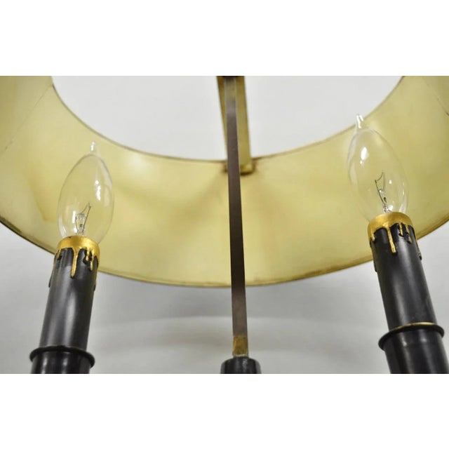 Metal Antique French Empire Black & Gold Tole Metal Urn Bouillotte Table Lamp W Shade For Sale - Image 7 of 12