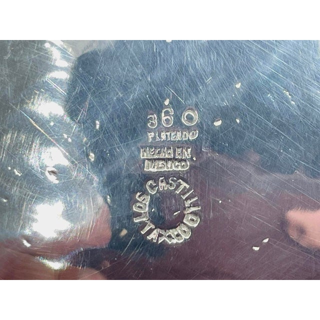 1960s Los Castillo Taxco Silver-Plated Tray With Lapis & Azurite Inlay, Mexican Modern For Sale - Image 18 of 18
