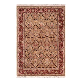 Shabby Chic 1990's Pak-Persian Green/Red Wool Rug - 6'1'' X 9'0'' For Sale