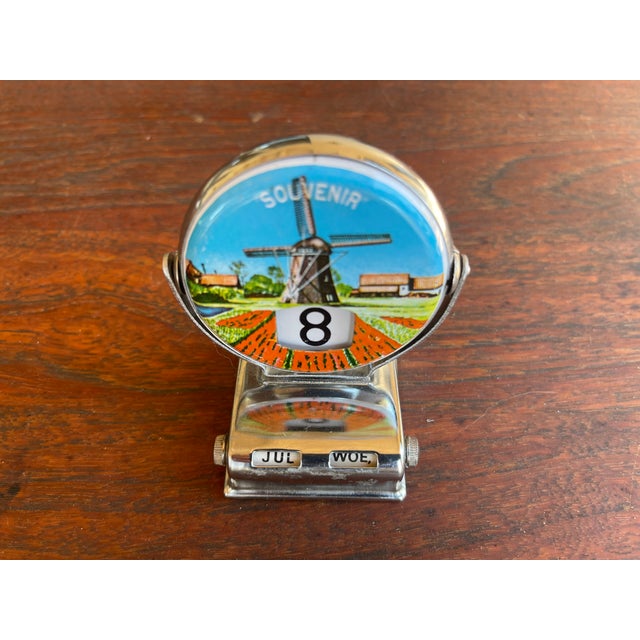 Mid Century 1960 Chrome Holland Souvenir Flip Calendar For Sale - Image 4 of 5