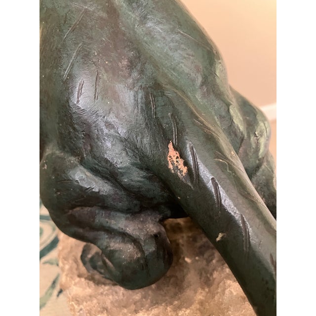 1920s Antique 1920’s “Roaring Panther” Patinated Bronze on a Carved Marble Base by Thomas Francois Cartier For Sale - Image 5 of 6
