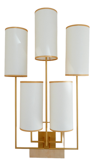Wall Sconce Tiges5 in Patinated Gold Metal and Fabric by Aymeric Lefort