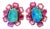 Bochic “Capri” Vintage Opal & Multi Ruby Earrings Set In 18K Gold & Silver For Sale