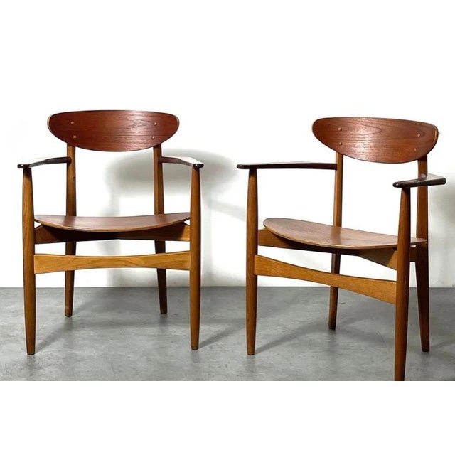 Mid-Century Modern Rare Pair of Arne Hovmand-Olsen Armchairs Circa 1950s For Sale - Image 3 of 8