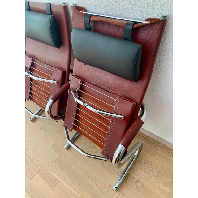 1970s Bauhaus Cinema Series Chrome & Leather Armchair Bench Cinema by Pfalzberger, 1970s For Sale - Image 5 of 18