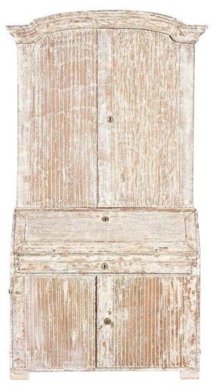 Large Gustavian Swedish Dry Scraped Secretary, 1800s