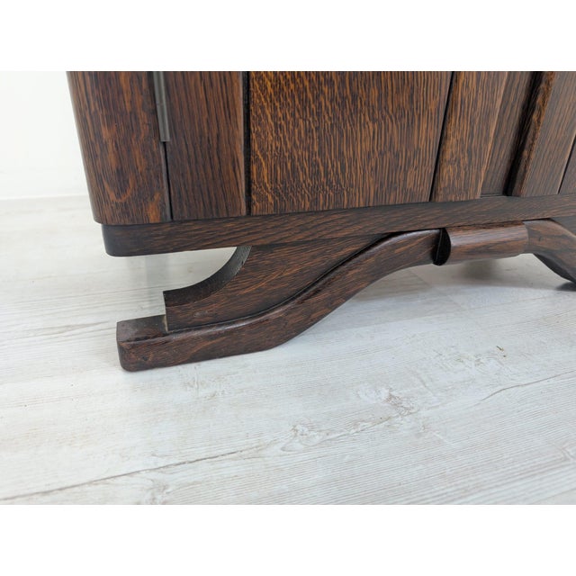 Early 20th Century Art Nouveau Oak Cabinet with Marble, 1930s For Sale - Image 5 of 14