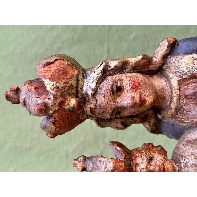 Baroque Seated Virgin and Child in Polychrome Wood For Sale - Image 3 of 12