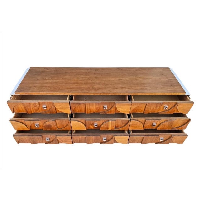 Mid Century Mosaic Brutalist Modern Walnut Dresser by Tobago For Sale - Image 15 of 18