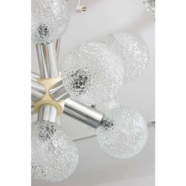 Mid-Century Modern Polished Chrome and Bubble Glass Chandelier Modified Space-Age Style For Sale - Image 3 of 11