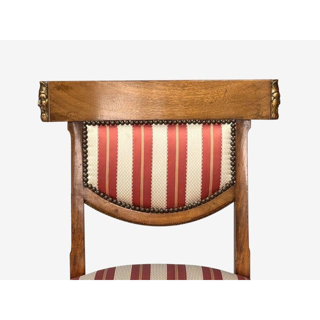 Neoclassical Style, Occasional Chairs, Carved Wood, Silk, England, 19th C. For Sale - Image 4 of 9