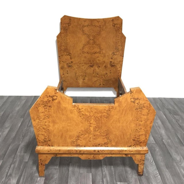 Art Deco Cubist Single Bed in Birch Burl, 1930s-1940s For Sale - Image 9 of 17