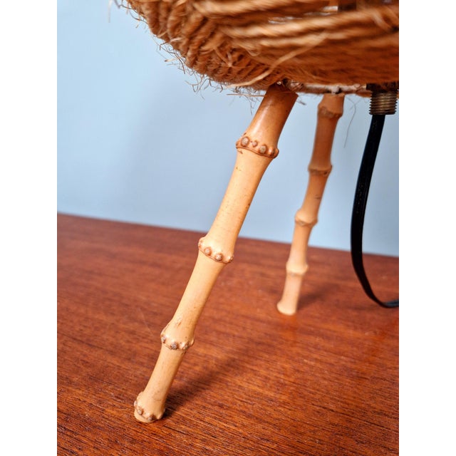 Beige Vintage Tripod Rope Table Lamp, 1960s For Sale - Image 8 of 13