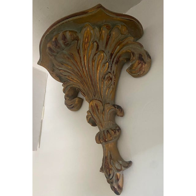 Mid 20th Century French Italian Style Giltwood Gold Wall Shelf For Sale - Image 4 of 11