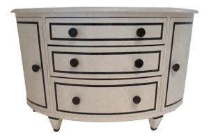 Vintage C.1991-93 Maitland-Smith Style, Custom Tessellated Marble Demi-Lune Bow Front Credenza, Server Buffet