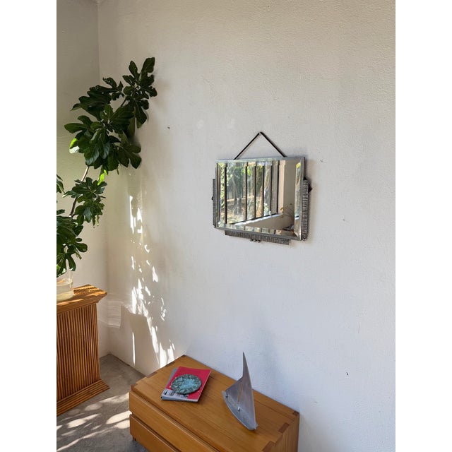 1940s Art Deco Silver-Plated Metal Mirror, 1930s For Sale - Image 5 of 18