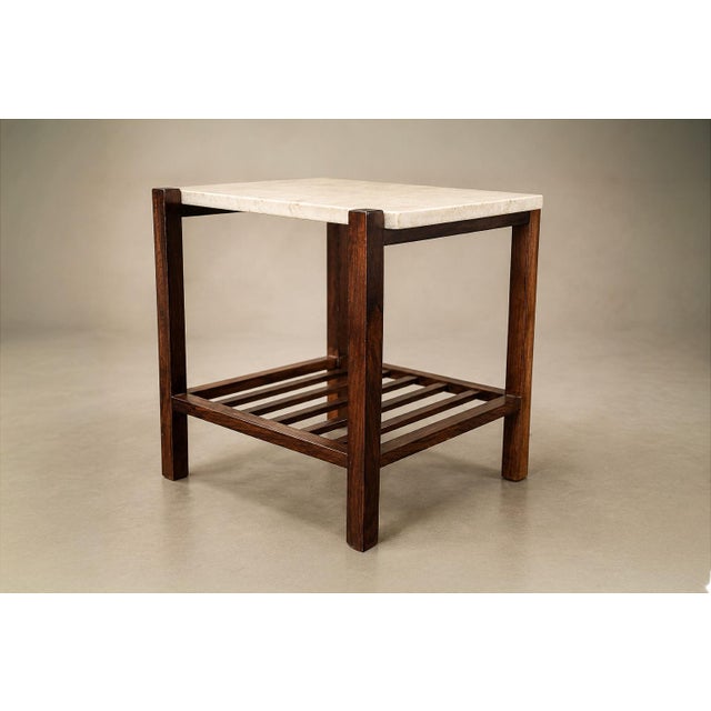 Brazilian Modern Pair of Side Tables in Rosewood & Marble, Brazil, 1960s For Sale - Image 15 of 18