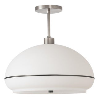 Handmade Semi Flush Mount Light Fixure by Nova of California - Modern Lucite Pendant Light, Black Nickel Stripe For Sale