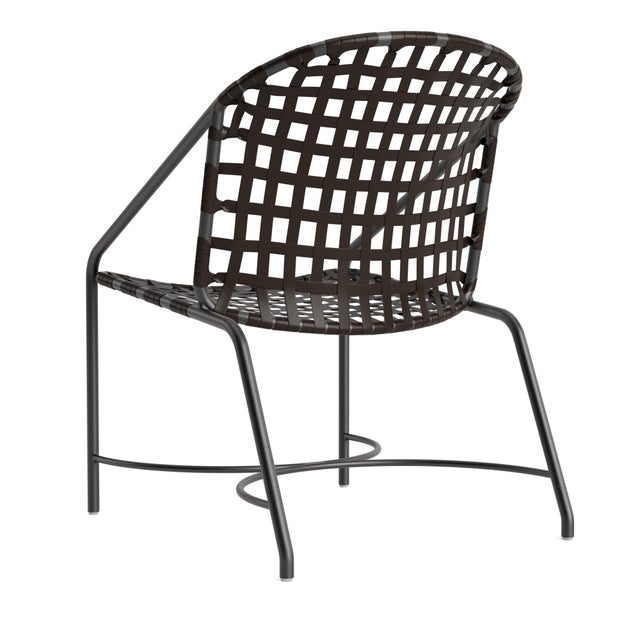 Not Yet Made - Made To Order Brown Jordan Kantan Aluminum Vinyl Arm Chair, Textured Pewter frame with Coffee fabric For Sale - Image 5 of 11