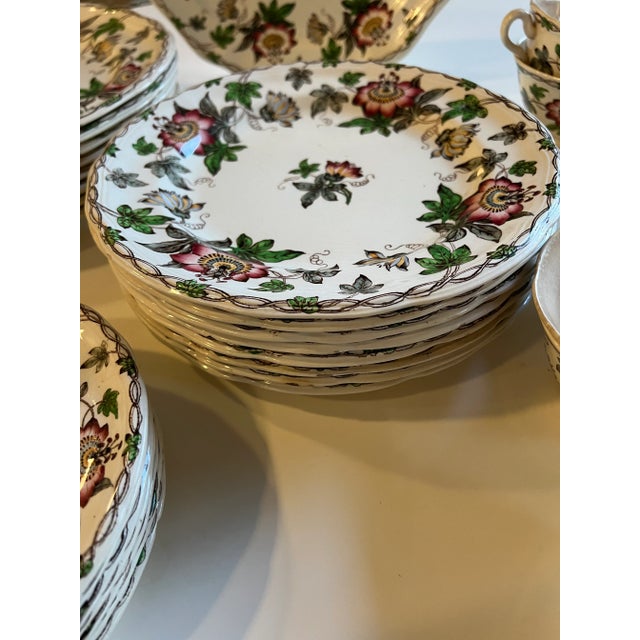 Late 19th Century 19th Century Circa 1860 English Minton Passion Flower Transfer Ware Dinnerware Set- 43 Pieces For Sale - Image 5 of 13