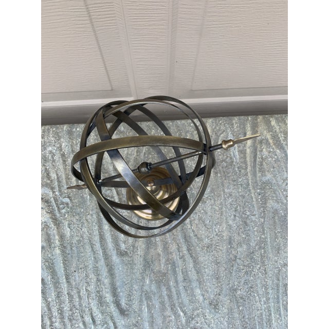 Vintage Brass Armillary Sphere Sundial Garden Ornament, English Country Style For Sale - Image 11 of 11