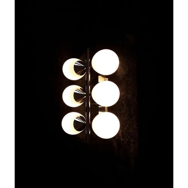 Vintage 6-Flame Wall Lamp with a Chrome-Plated Metal Frame, 1970s For Sale - Image 4 of 8