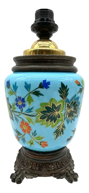 Biedermeier Table Lamp in Opal Glass and Turquoise Glass, 1890