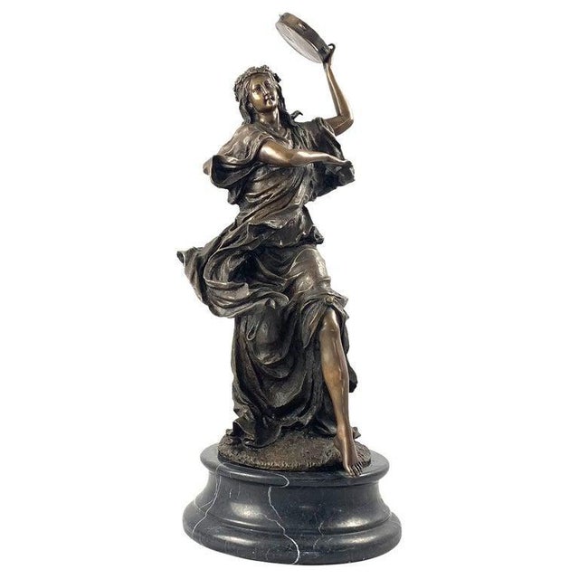 20th Century Bronze Figure of a Female Dancer with Tambourine For Sale - Image 9 of 9