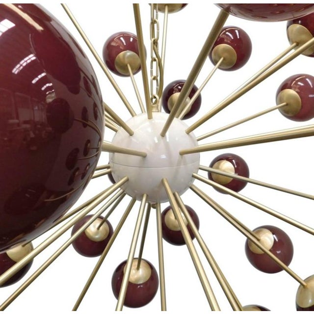Not Yet Made - Made To Order 21st Century Nova Satin Brass Frosted Amethyst Murano Sputnik Chandelier by Fabio LTD For Sale - Image 5 of 7