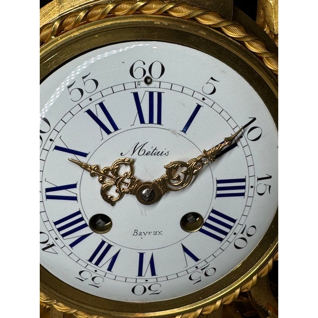 Gold c.1860 Ad Mougin Louis XVI Gilt Bronze Clock Set, 3 PCS For Sale - Image 8 of 18