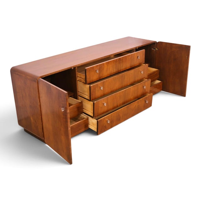 Founders Furniture Vintage Walnut and Chrome Mid Century Modern Lowboy Dresser C. 1970s For Sale - Image 9 of 14