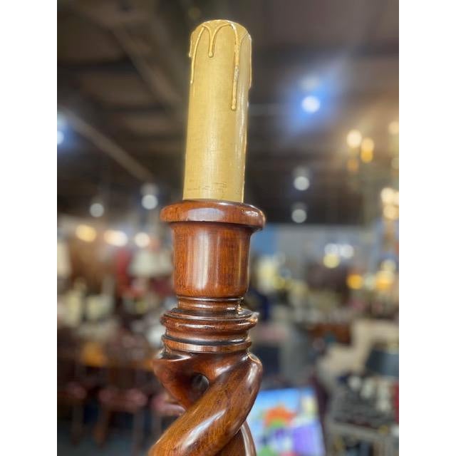 Antique William and Mary Style Barley-Twist Floor Lamps - a Pair For Sale - Image 10 of 13