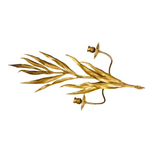 Gilt Metal- Wheat Sheaf Candle Wall Sconce For Sale