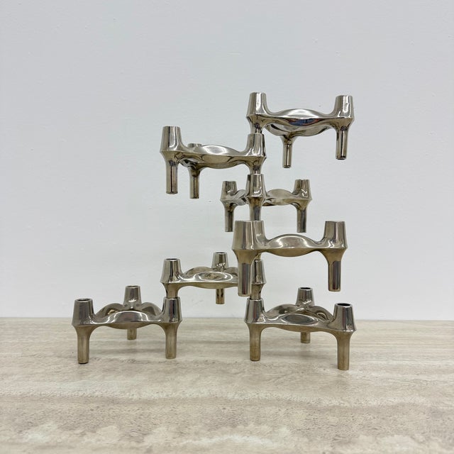 Large Candlesticks by Fritz Nagel and Ceasar Stoffi for BMF, 1970s, Set of 7 For Sale - Image 14 of 18