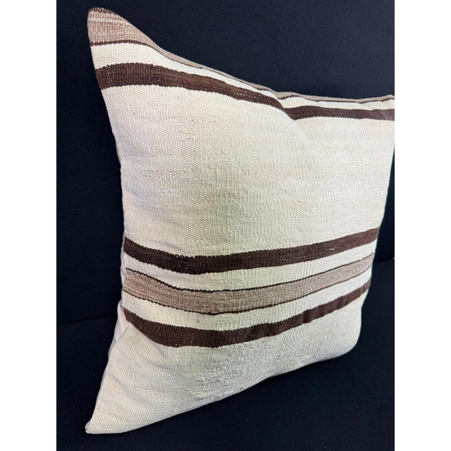 Turkish Hemp Pillow Cushion Natural Beige Brown Pillow Cushion Cover 24"x24" For Sale - Image 4 of 4