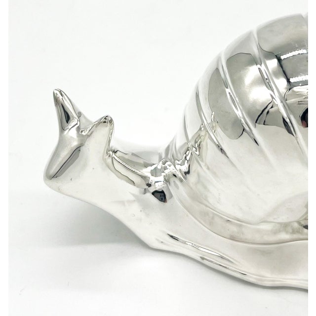 Mid 20th Century Hollywood Regency Silver-Plated Snail Caviar/ Butter Dish With Glass Liner & Spoon For Sale - Image 12 of 12