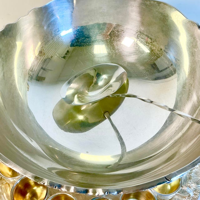 Hollywood Regency 1940s Vintage Hollywood Regency Empire Towle Silver Plate Punch Bowl Set - 23 Pieces For Sale - Image 3 of 18