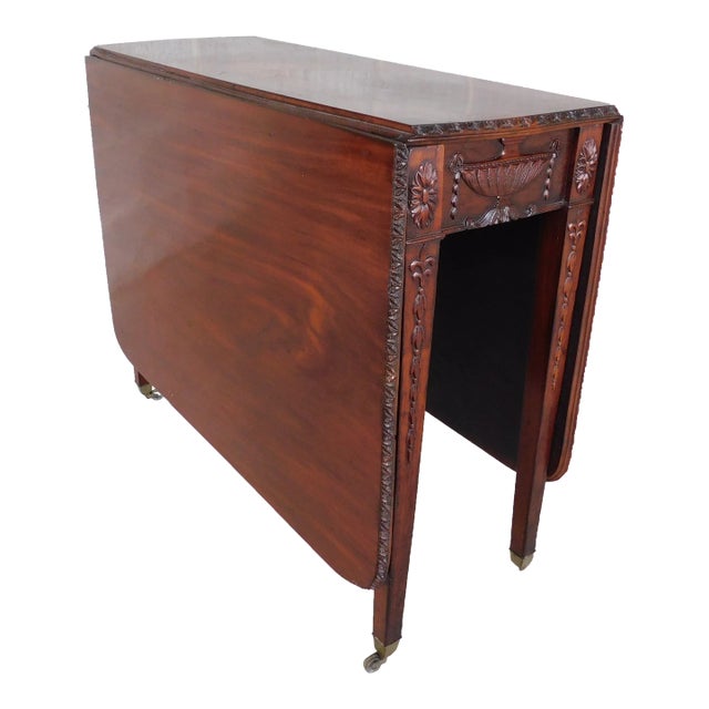 Antique Hepplewhite Style Mahogany Drop Side Accent Table For Sale