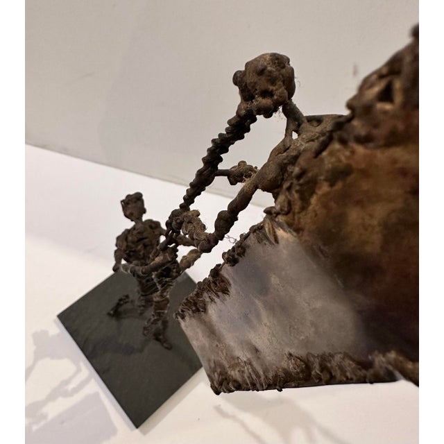 Metal 1960s Brutalist Mixed Metal Figure Sculpture For Sale - Image 7 of 10