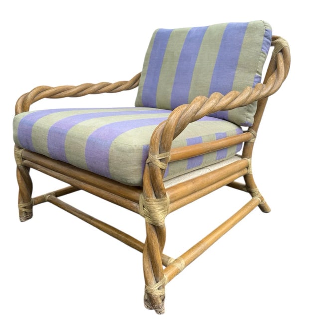 Contemporary McGuire Organic Modern Twisted Rattan Lounge Chairs- A Pair For Sale - Image 3 of 12