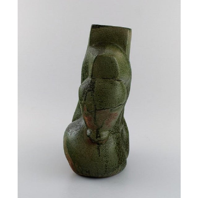 French Organically Shaped Vase in Glazed Stoneware, 1980s For Sale - Image 6 of 9