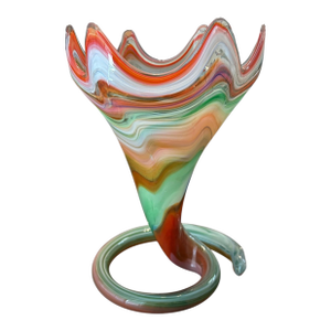 VTG Mid-Century Murano Art Glass Pedestal Vase Centerpiece