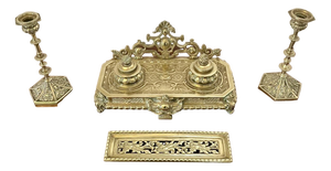 19th Century French Cast Brass Desk Set, 1860s, Set of 4