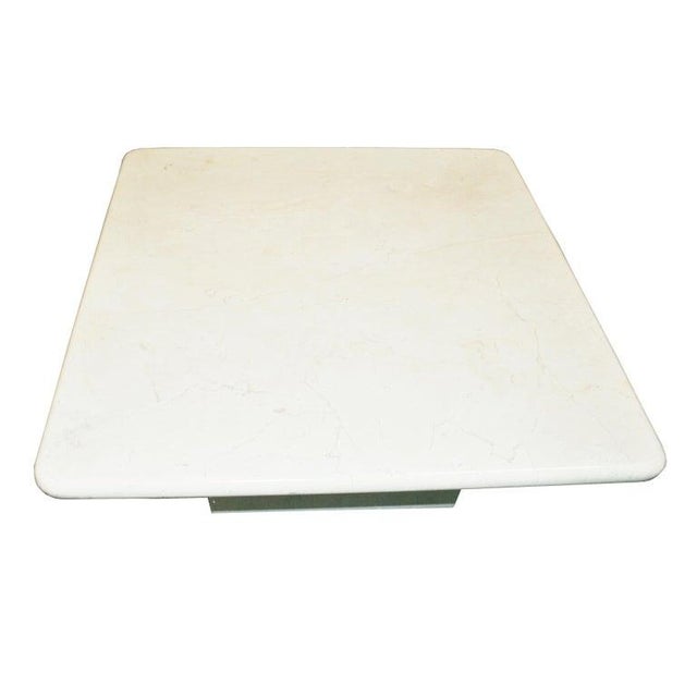 Mid-Century Modern Crema Marfil Marble Occasional Table Made in Spain For Sale - Image 3 of 7