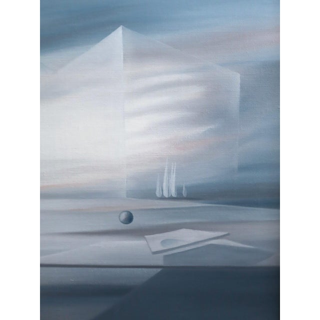 Mid-Century Modern 'Veils of Light' Swedish Original Abstract Surrealist Landscape Oil Painting, Framed For Sale - Image 13 of 18