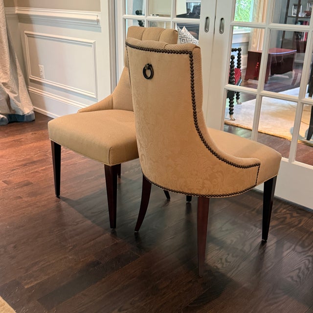 Baker Furniture Company Pair Ritz Dining Chairs by Thomas Pheasant for Baker For Sale - Image 4 of 12