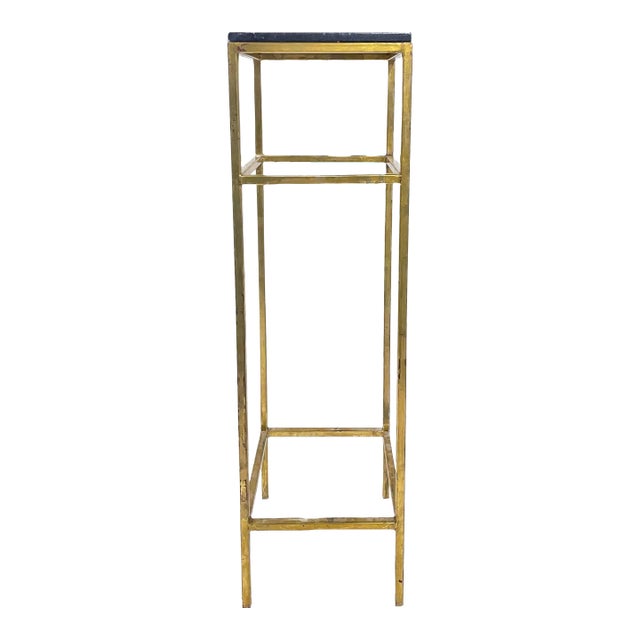Gold Leafed Steel & Ebonized Pedestal For Sale