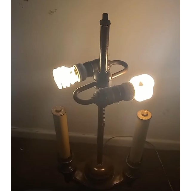 1960s Vintage Frederick Cooper Bronze Candlestck Table Lamp For Sale - Image 5 of 15