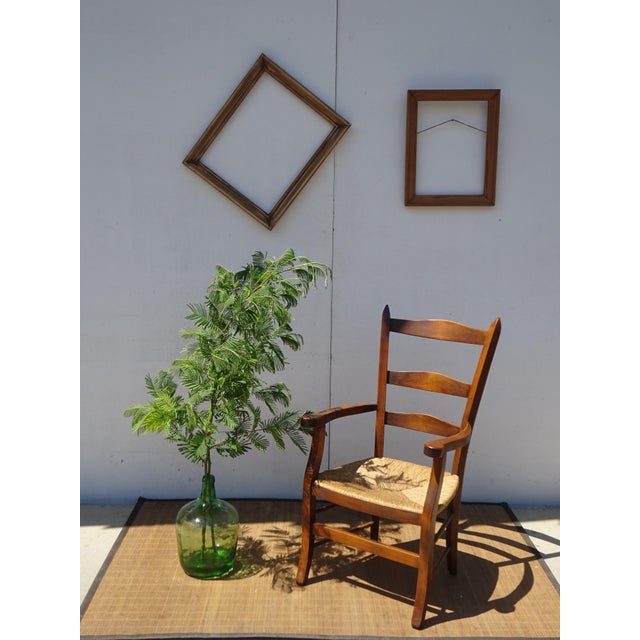 Wood and Straw Grandfathers Armchair, 1980s For Sale - Image 3 of 13